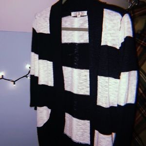 WOMEN’S NAVY AND WHITE STRIPPED CARDIGAN